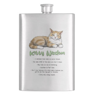 Kitty Wisdom – Funny Cat Rules with a Brown Cat Hip Flask
