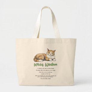 Kitty Wisdom – Funny Cat Rules with a Brown Cat Large Tote Bag