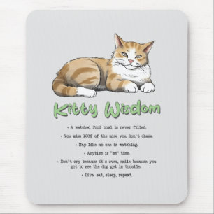 Kitty Wisdom – Funny Cat Rules with a Brown Cat Mouse Mat