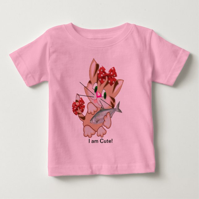 Kitty with Fish Baby T-Shirt (Front)