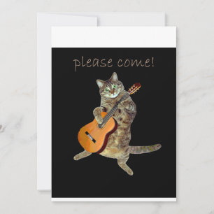 Kitty with Guitar invitation