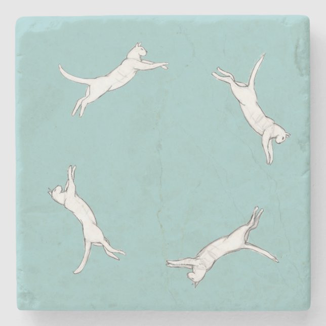kittyrun light blue single stone coaster (Front)