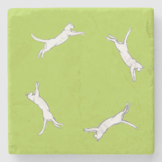 kittyrun lime single stone coaster