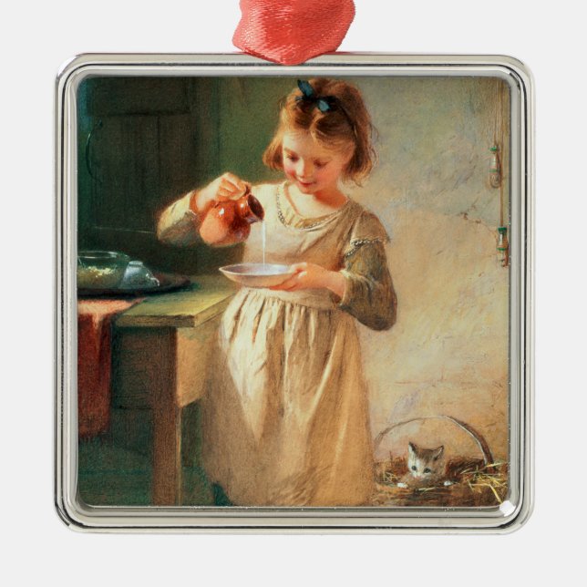 Kitty's Breakfast Metal Tree Decoration (Front)