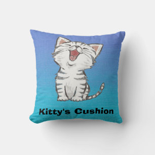 Kitty's Cushion Cat, Kitten cushion throw pillow