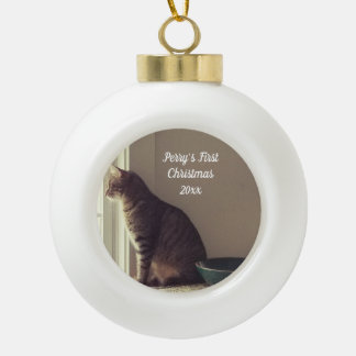 Kitty's First Christmas Ceramic Ball Christmas Ornament