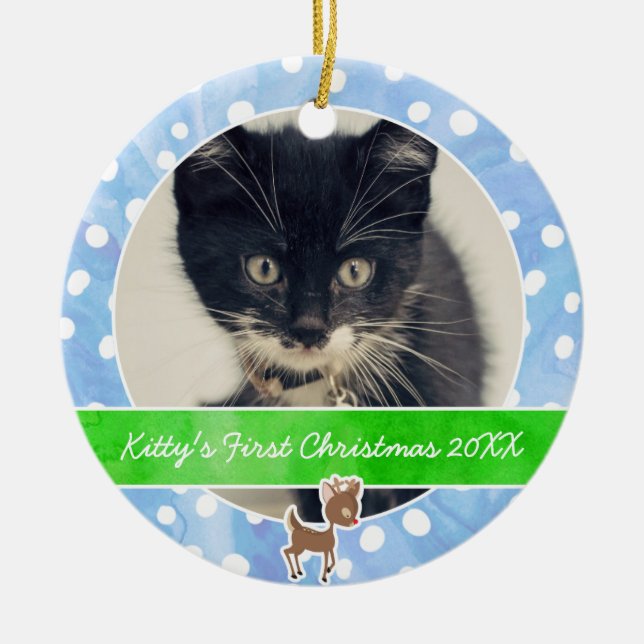 Kitty's First Christmas Rudolph Ceramic Tree Decoration (Front)