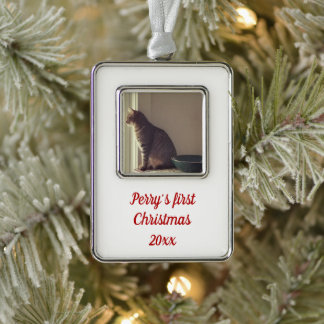 Kitty's First Christmas Silver Plated Framed Ornament