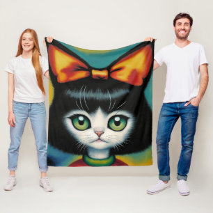Kitty's New Bow Fleece Blanket