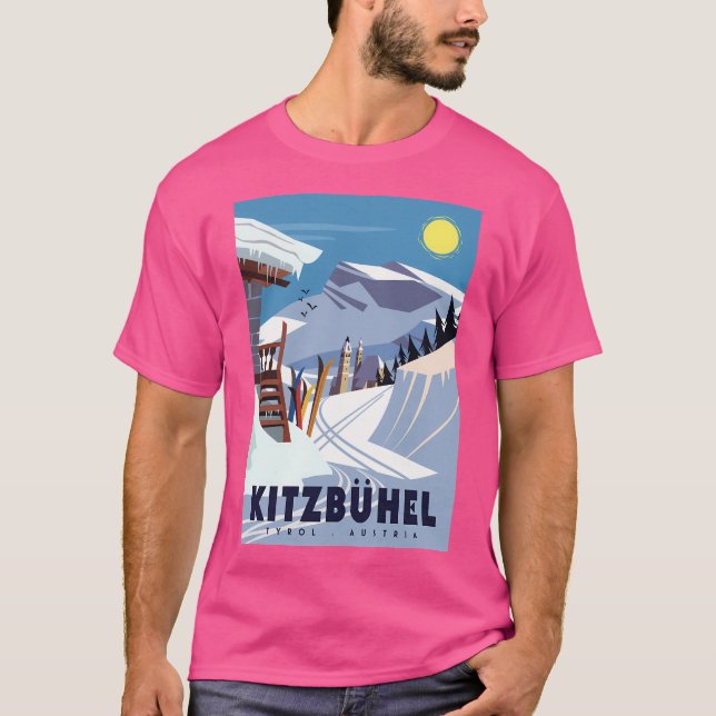 Kitzbuhel Ski Poster T-Shirt (Front)