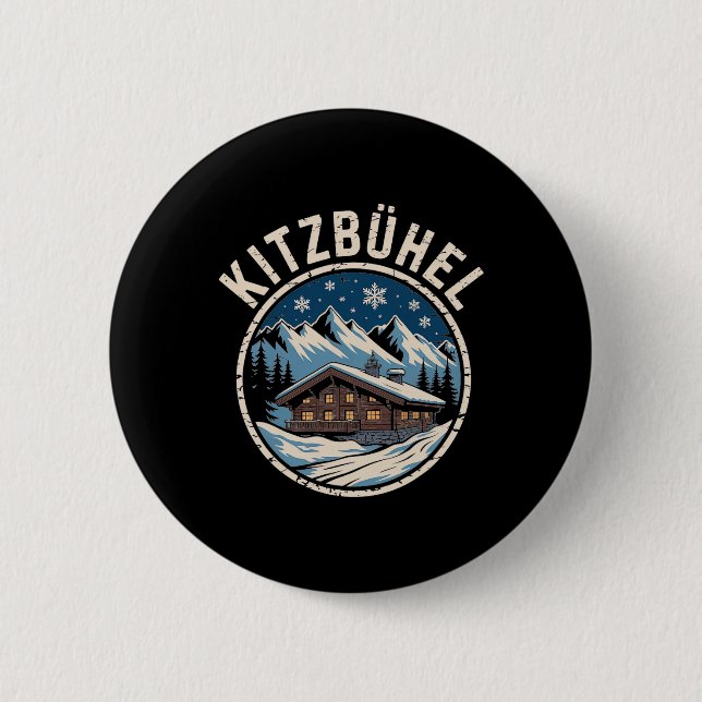 Kitzbühel Winter Ski Adventure Alpine Escape  6 Cm Round Badge (Front)