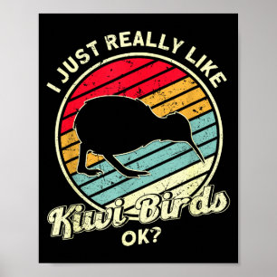 Kiwi & New Zealand Uni-adults Black Cotton, Ly Poster