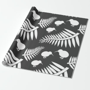 Kiwi and ferns New Zealand Wrapping Paper
