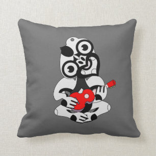 KIWI  Aotearoa Hei Tiki with green ukulele Cushion