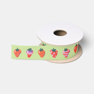 Kiwi Art Strawberry 1.5" Satin Ribbon