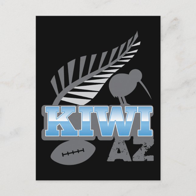 KIWI AZ rugby bird and silver fern New Zealand Postcard (Front)