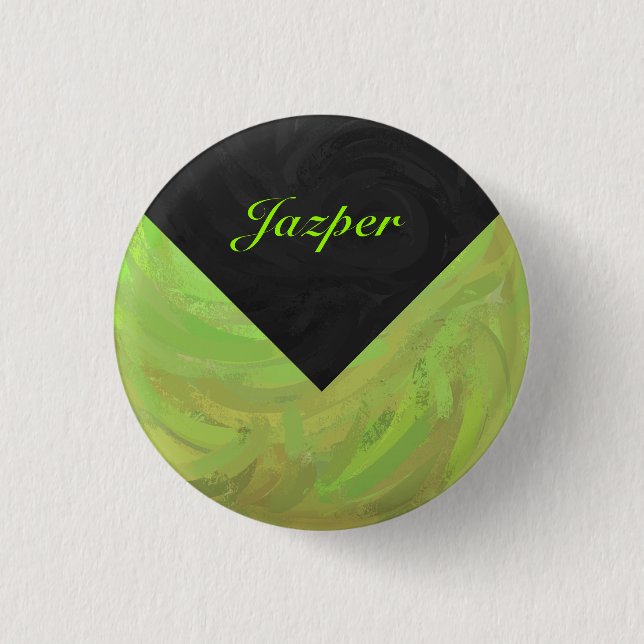 Kiwi Bash Green and Black Monogram 3 Cm Round Badge (Front)