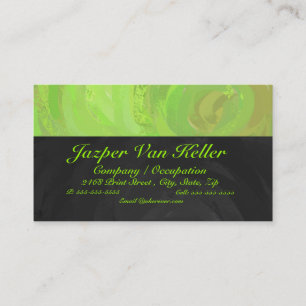 Kiwi Bash Green and Black Monogram Business Card