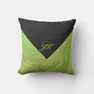 Kiwi Bash Green and Black Monogram Cushion