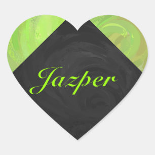 Kiwi Bash Green and Black Monogram Heart Sticker