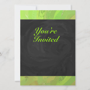 Kiwi Bash Green and Black Monogram Invitation