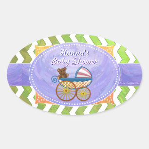 Kiwi Bash Green Chevron Baby Stuff Oval Sticker