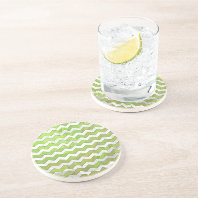 Kiwi Bash Green Chevron Pattern Coaster (Side)