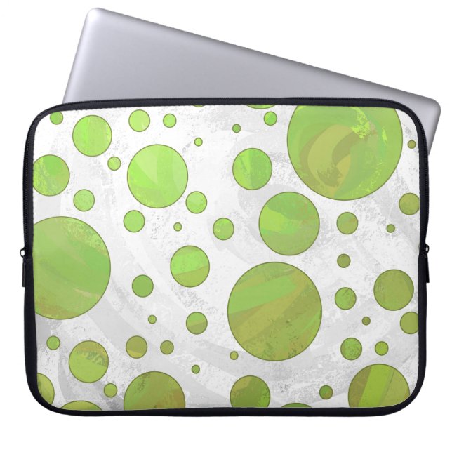 Kiwi Bash Green Polka Dot Laptop Sleeve (Front)
