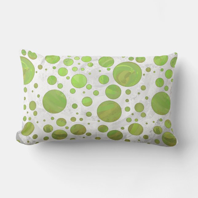 Kiwi Bash Green Polka Dot Lumbar Cushion (Front)