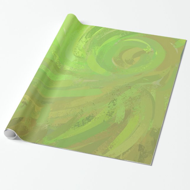 Kiwi Bash Green Swirl Wrapping Paper (Unrolled)