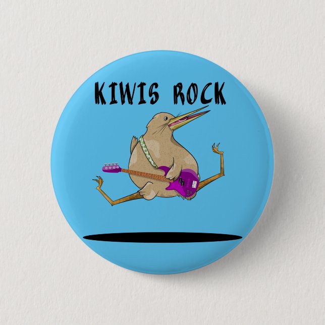 Kiwi Bass Guitar 6 Cm Round Badge (Front)