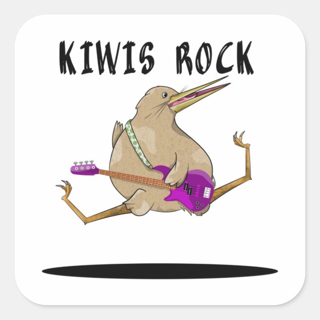 Kiwi Bass Guitar Square Sticker (Front)