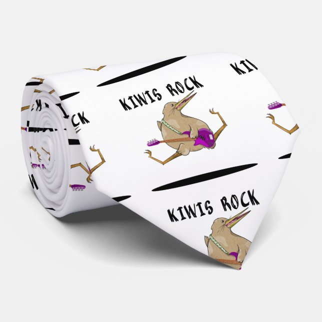 Kiwi Bass Guitar Tie (Rolled)