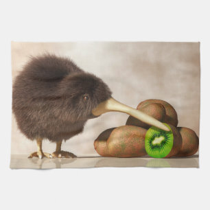 Kiwi Bird and Kiwifruit Tea Towel
