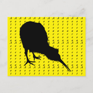 Kiwi Bird & Aotearoa (writing) New Zealand Postcard