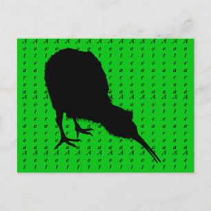 Kiwi Bird & Aotearoa (writing) New Zealand Postcard