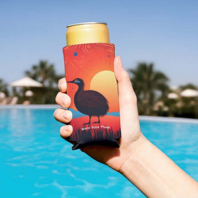 Kiwi Bird at Twilight  Seltzer Can Cooler (In Situ Pool)