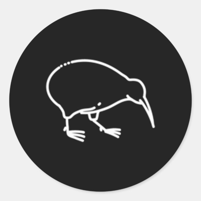 Kiwi Bird Badge Patch Line Icon New Zealand Classic Round Sticker (Front)