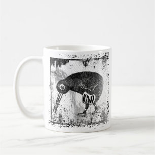 Kiwi bird black and white coffee mug