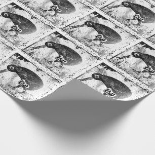 Kiwi bird black and white wrapping paper