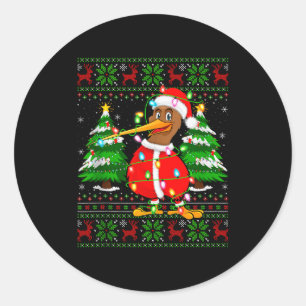 Kiwi Bird Christmas Lights Santa Costume Ugly Xmas Classic Round Sticker