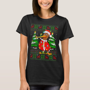 Kiwi Bird Christmas Lights Santa Costume Ugly Xmas T-Shirt