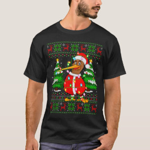Kiwi Bird Christmas Lights Santa Costume Ugly Xmas T-Shirt