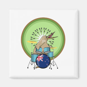 Kiwi Bird Drummer Magnet