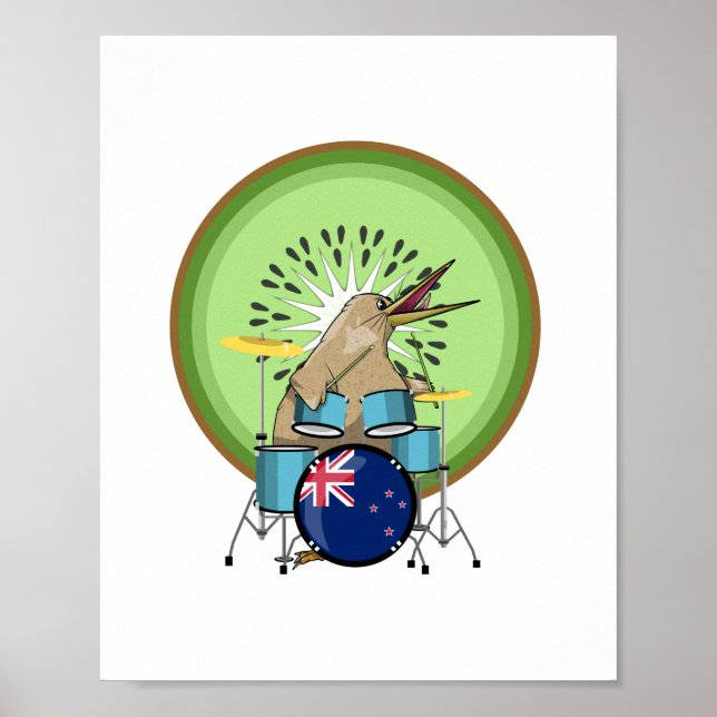 Kiwi Bird Drummer Poster (Front)