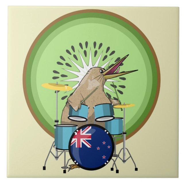 Kiwi Bird Drummer Tile (Front)