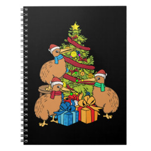 Kiwi Bird Lover Gift Christmas Tree New Zealand Notebook