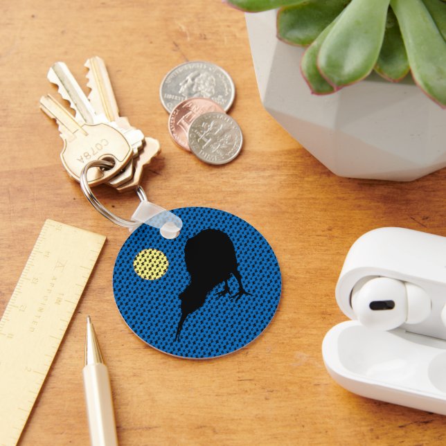 Kiwi Bird, Moon & New Zealand text, Bro / Fashion Key Ring (Desk)