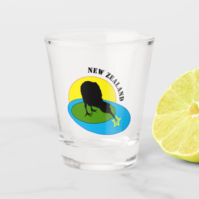 Kiwi Bird & New Zealand party / drinks Shot Glass (Front)