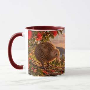 Kiwi Bird Pohutukawa New Zealand Christmas Gift Mug